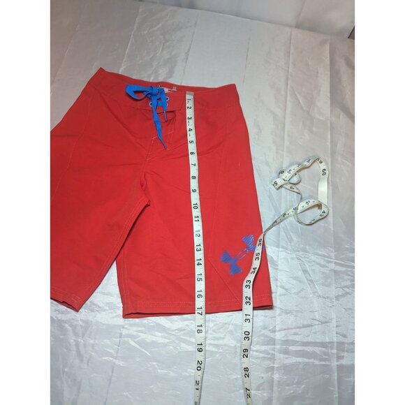 Under Armour Rigid Boardshorts Swim Trunks Solid Red Logo Size 26 Loose - Picture 9 of 12